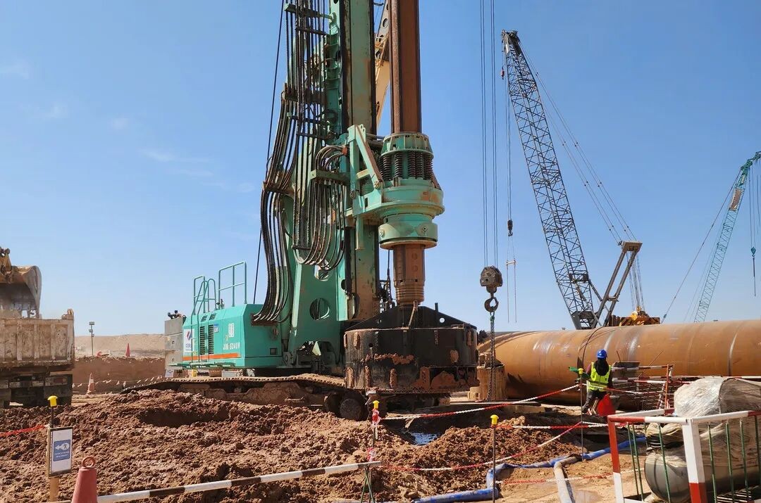 中国水电基础局携手上海金泰，共筑中东基建新里程碑106.16米超深桩